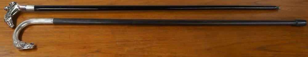 TWO STERLING SILVER HANDLE WOOD