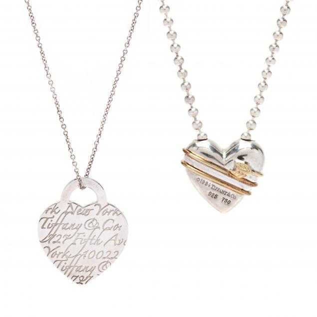 TWO STERLING SILVER HEART