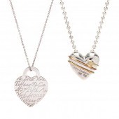TWO STERLING SILVER HEART NECK