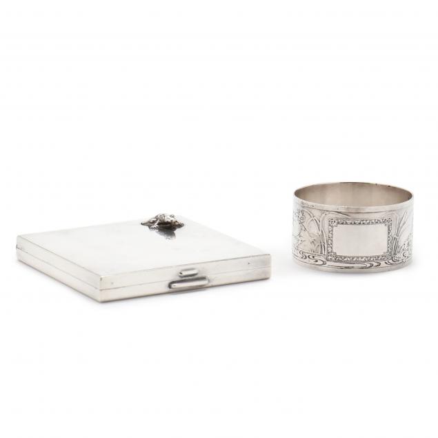 TWO STERLING SILVER ITEMS WITH FROG