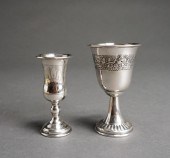 TWO STERLING SILVER KIDDUSH CU