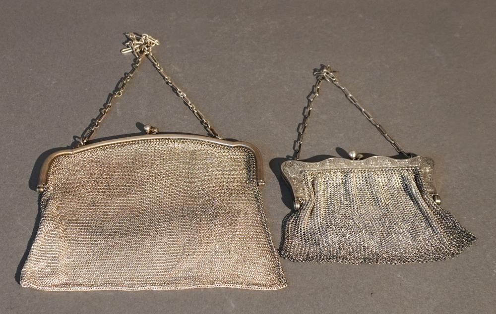 TWO STERLING SILVER MESH EVENING