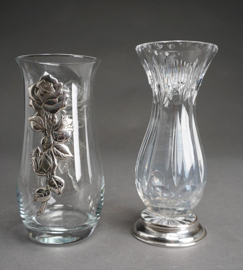 TWO STERLING SILVER MOUNTED GLASS
