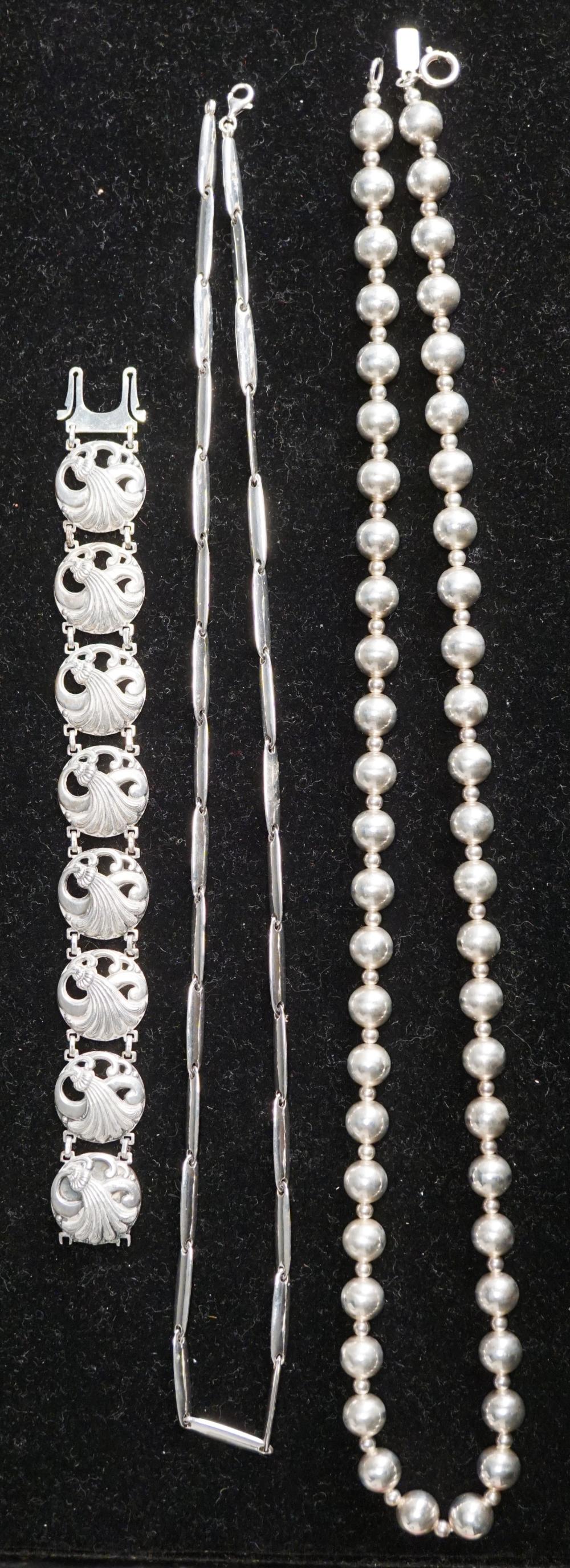 TWO STERLING SILVER NECKLACES AND A