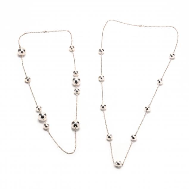 TWO STERLING SILVER NECKLACES,