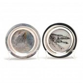 TWO STERLING SILVER PLATES FEA