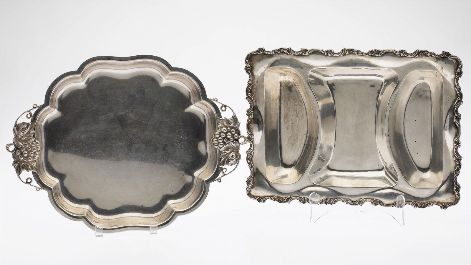 TWO STERLING SILVER TRAYSTwo