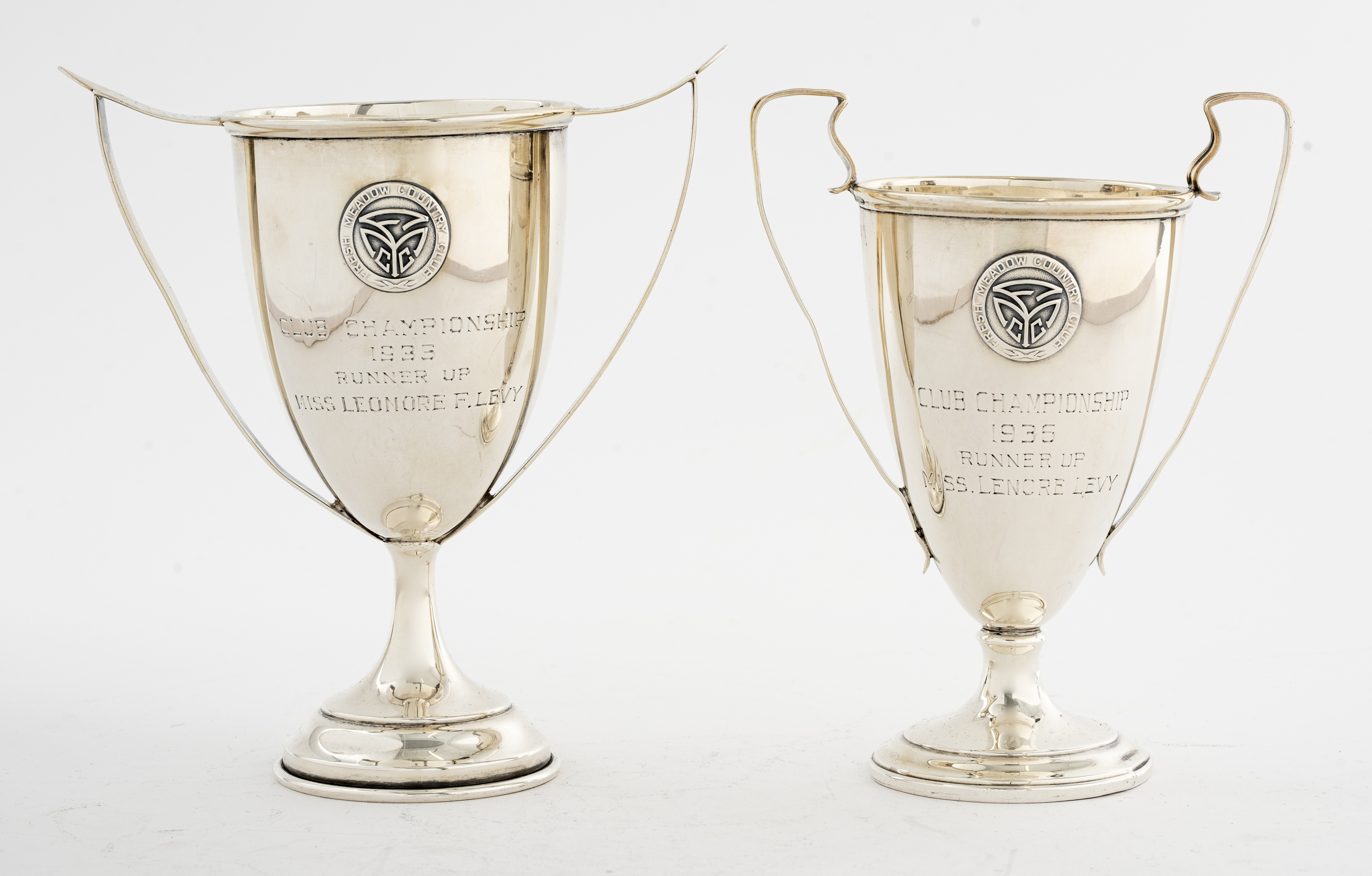 TWO STERLING SILVER TROPHY CUPS Two