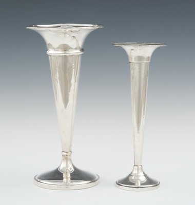 Two Sterling Silver Trumpet Vases