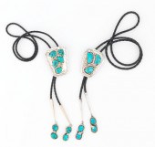 Two Sterling Silver Zuni Bolo