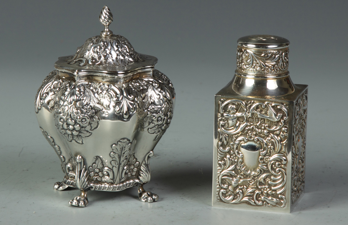 Two Sterling Tea Caddies 8. Two