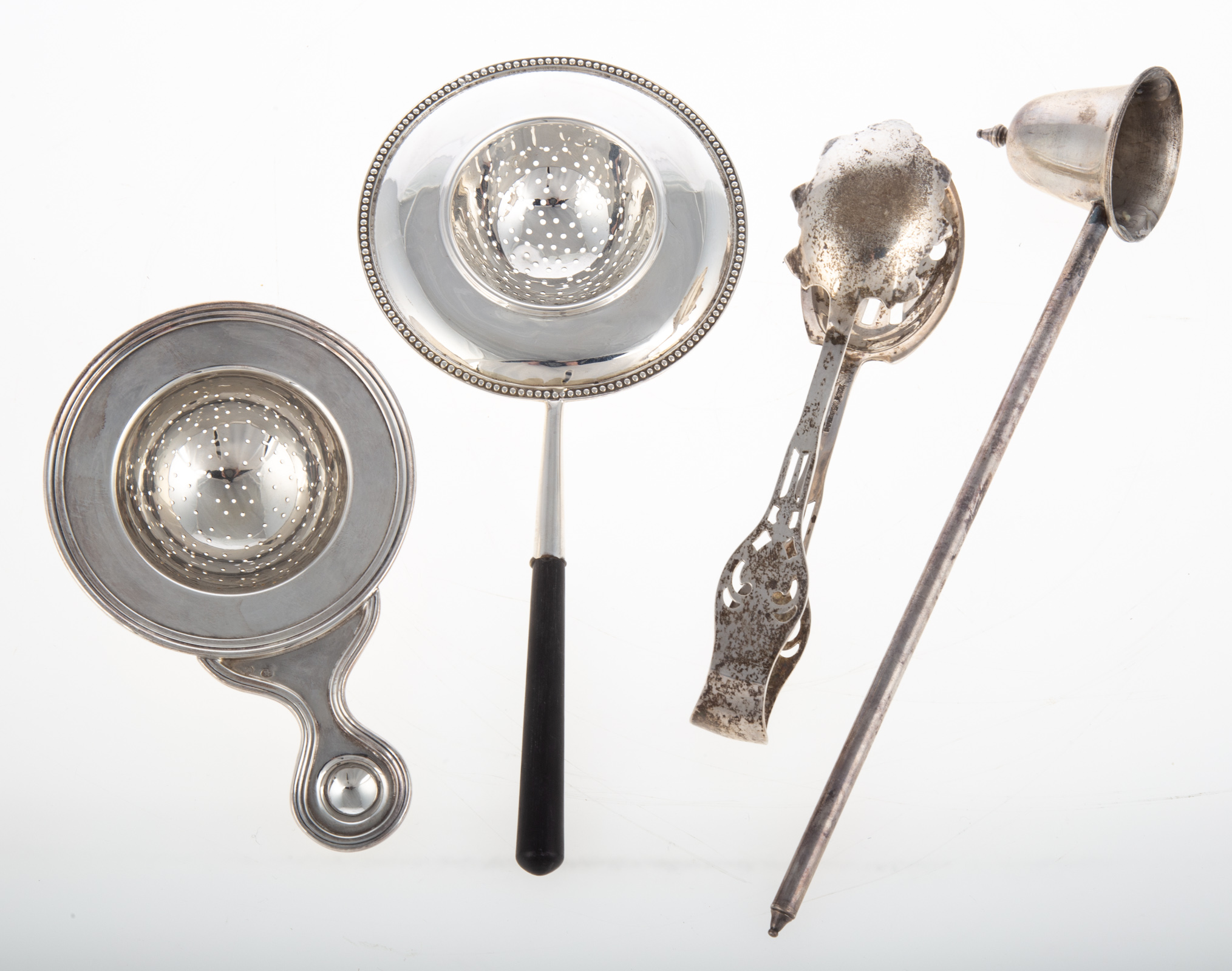 TWO STERLING TEA STRAINERS Includes