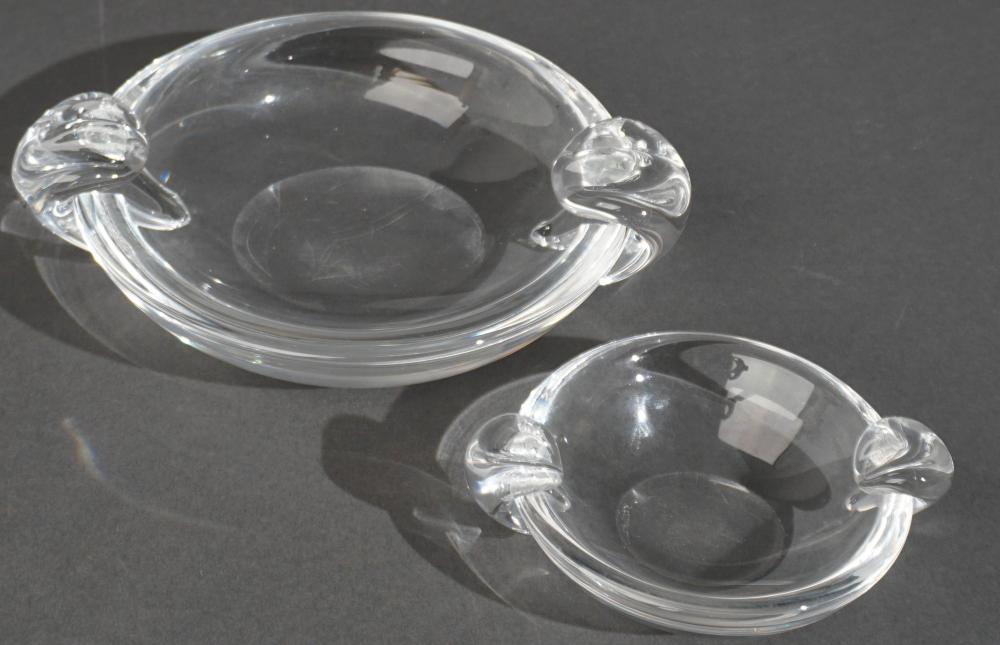 TWO STEUBEN CRYSTAL ASHTRAYS, D