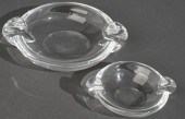 TWO STEUBEN CRYSTAL ASHTRAYS,