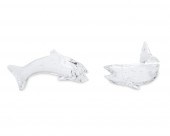TWO STEUBEN CRYSTAL SWIMMING T