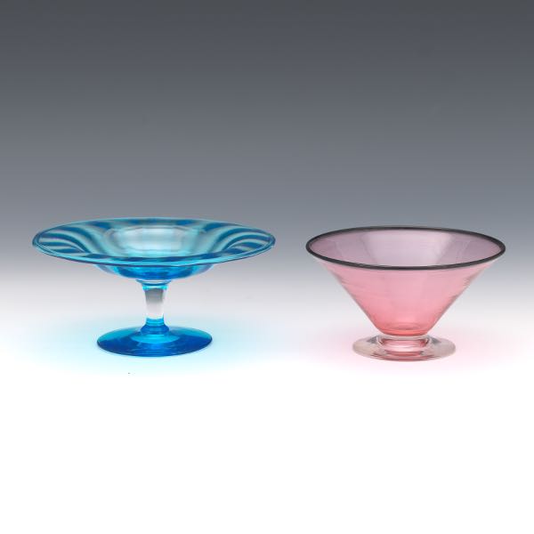 TWO STEUBEN DISHES  One compote