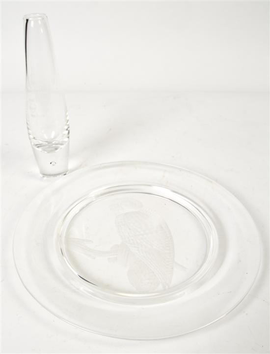 Two Steuben Etched Glass Articles