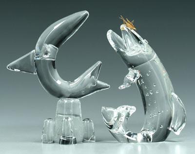 Two Steuben fish: one with
