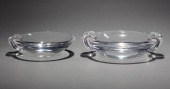 TWO STEUBEN GLASS ASHTRAYS, TH