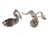 TWO STEUBEN GLASS BIRD FIGURES