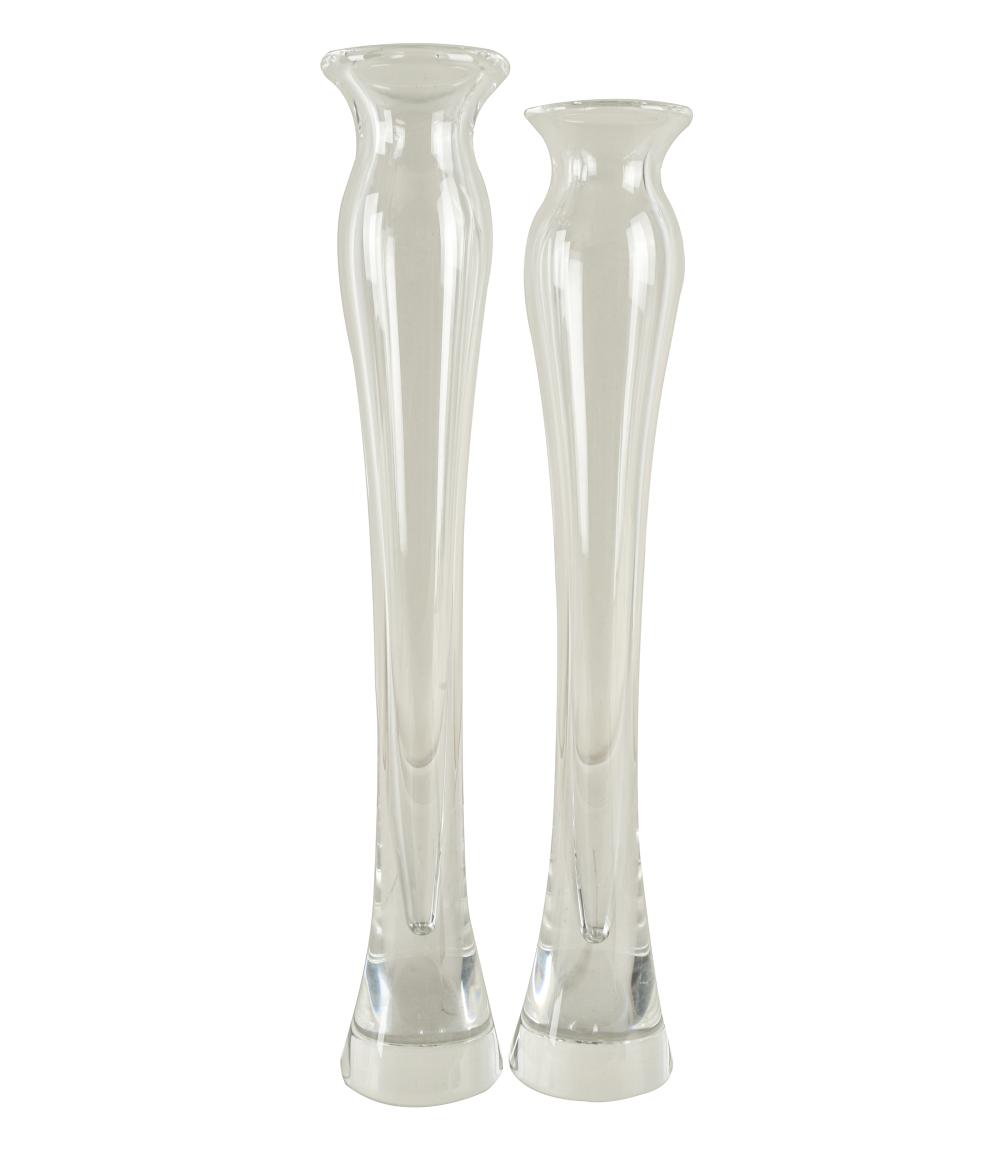 TWO STEUBEN GLASS BUD VASESeach