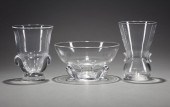 TWO STEUBEN GLASS VASES AND A