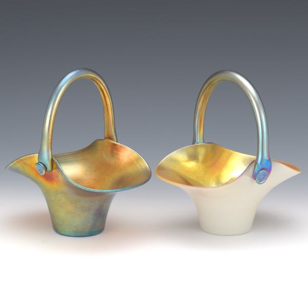 TWO STEUBEN GOLD AURENE BASKETS 7