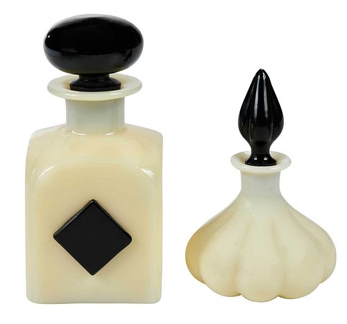 TWO STEUBEN IVORY GLASS AND