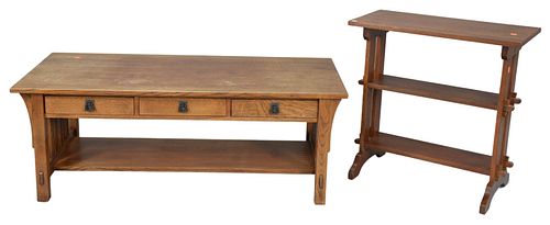 TWO STICKLEY MISSION OAK TABLES, TO