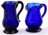 TWO STIEGEL TYPE COBALT GLASS