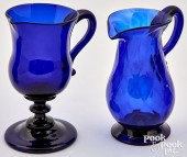 TWO STIEGEL TYPE COBALT GLASS