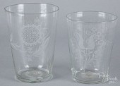 TWO STIEGEL TYPE ETCHED GLASS