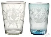 TWO STIEGEL TYPED ETCHED GLASS