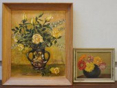 TWO STILL LIFES OF VASES OF FL