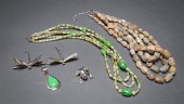 TWO STONE BEADED NECKLACES, A