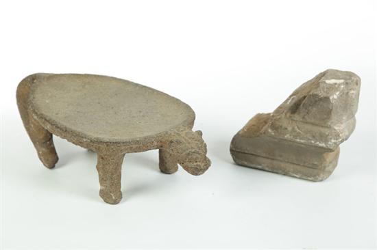 TWO STONE ITEMS.  European. Stone