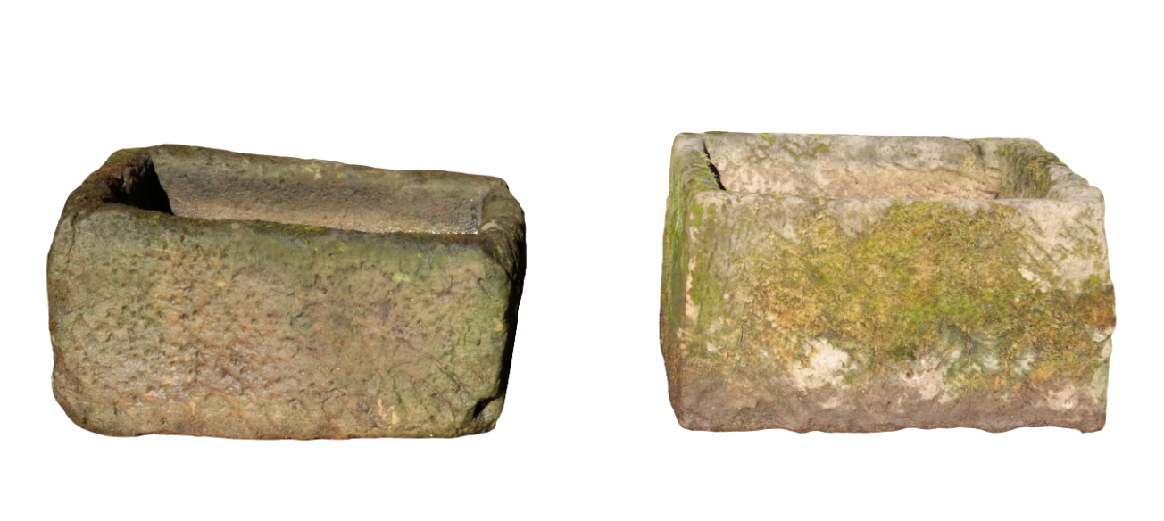 TWO STONE TROUGHS measuring 41cm