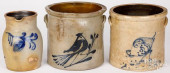 TWO STONEWARE CROCKS, 19TH C.<