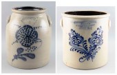 TWO STONEWARE CROCKS 19TH CENT