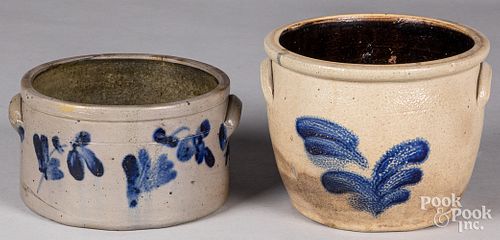 TWO STONEWARE CROCKS, 19TH C.Two