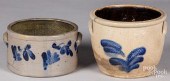 TWO STONEWARE CROCKS, 19TH C.T