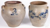 TWO STONEWARE CROCKS, 19TH C.T