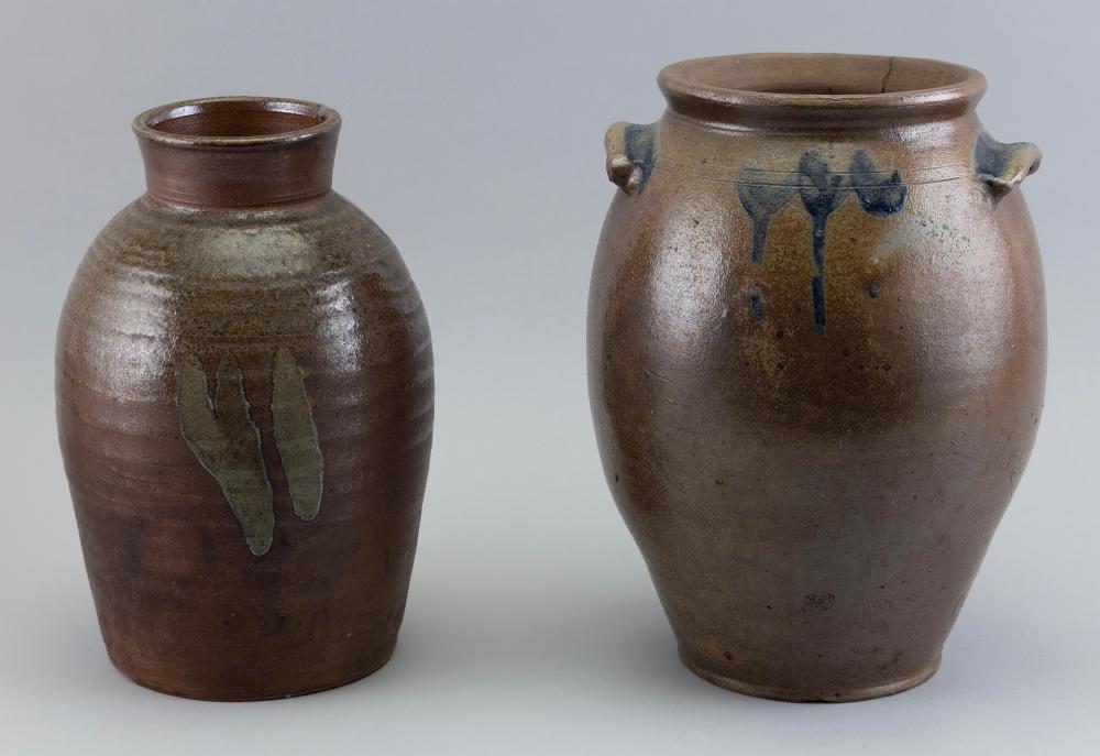 TWO STONEWARE CROCKS 19TH/20TH