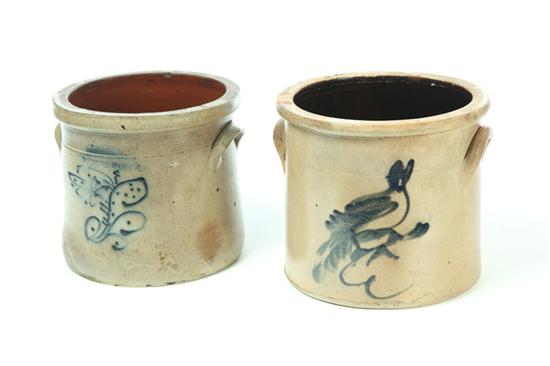 TWO STONEWARE CROCKS.  American 