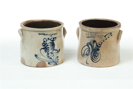 TWO STONEWARE CROCKS.  American 