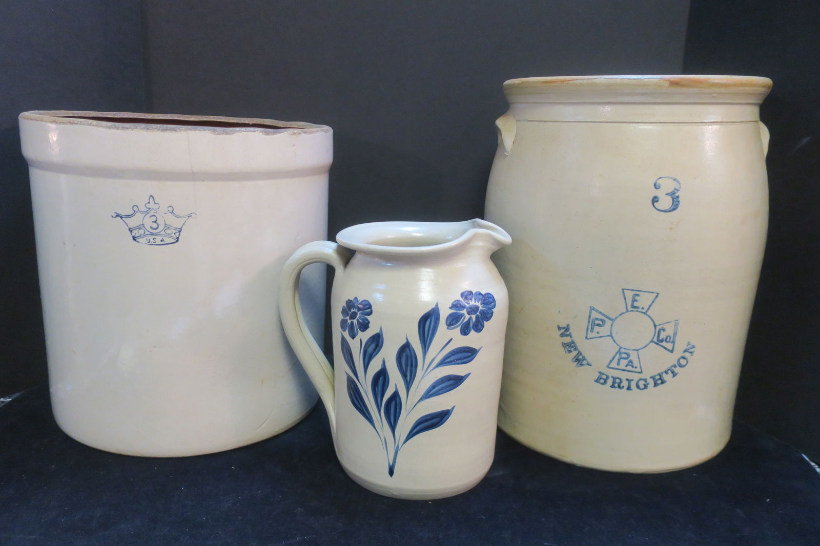 TWO STONEWARE CROCKS AND