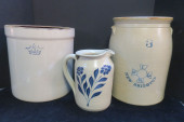 TWO STONEWARE CROCKS AND WILLI