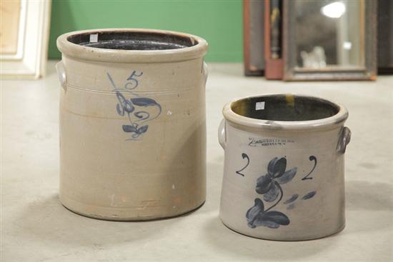 TWO STONEWARE CROCKS. Whittemore 