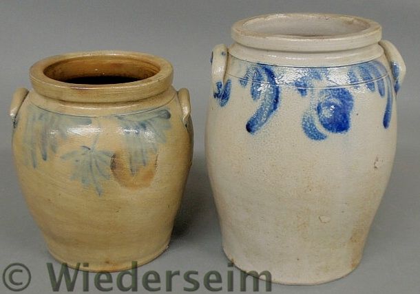 Two stoneware jars with applied