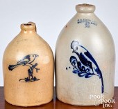 TWO STONEWARE JUGS, 19TH C.Two